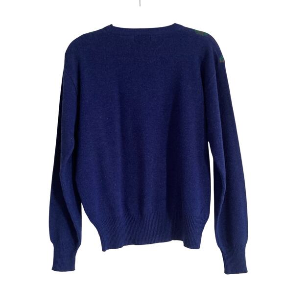 Vintage 90s City Streets Blue Green Argyle Knit Crew Neck Preppy Sweater Medium - Picture 2 of 14